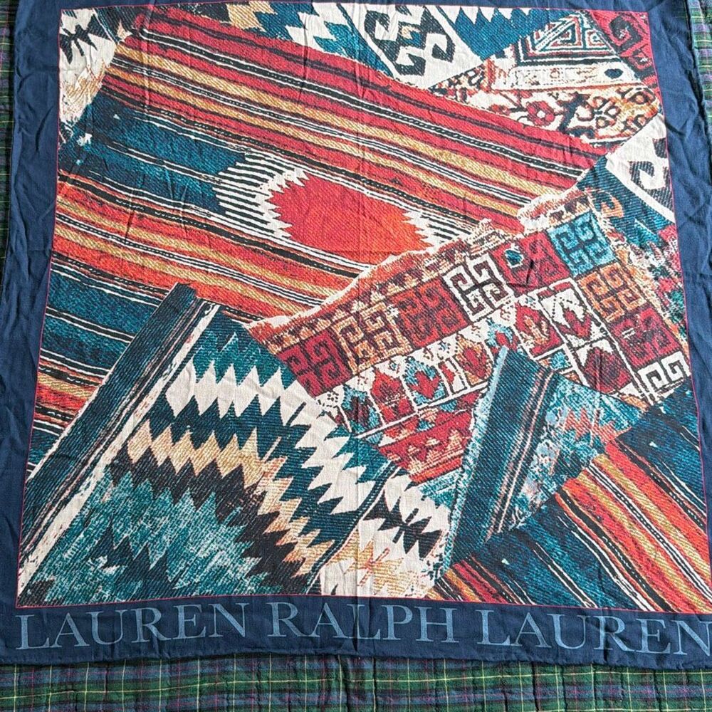 Lauren Ralph Lauren Sample Silk Southwest Aztec Print Scarf Square